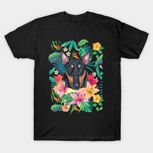 Tropical Black and Tan Bull Terrier T-Shirt